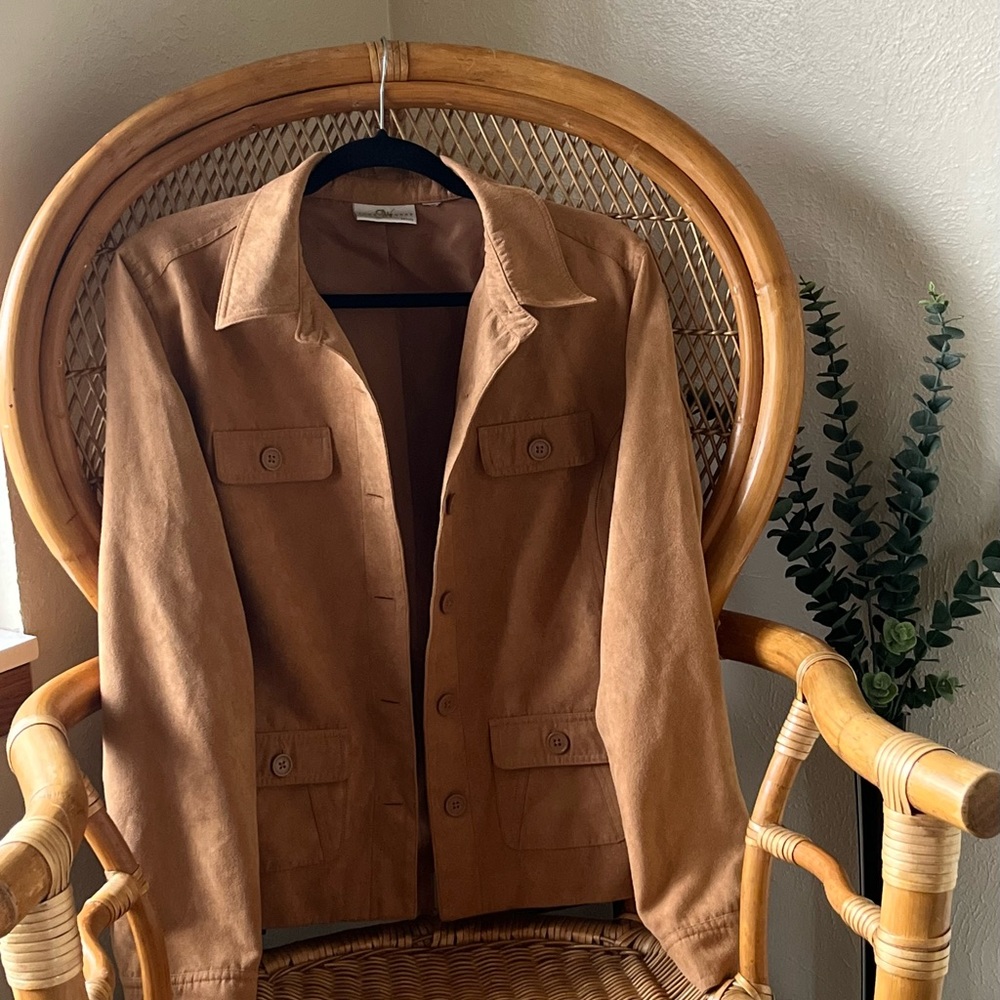 Faux suede button up shirt